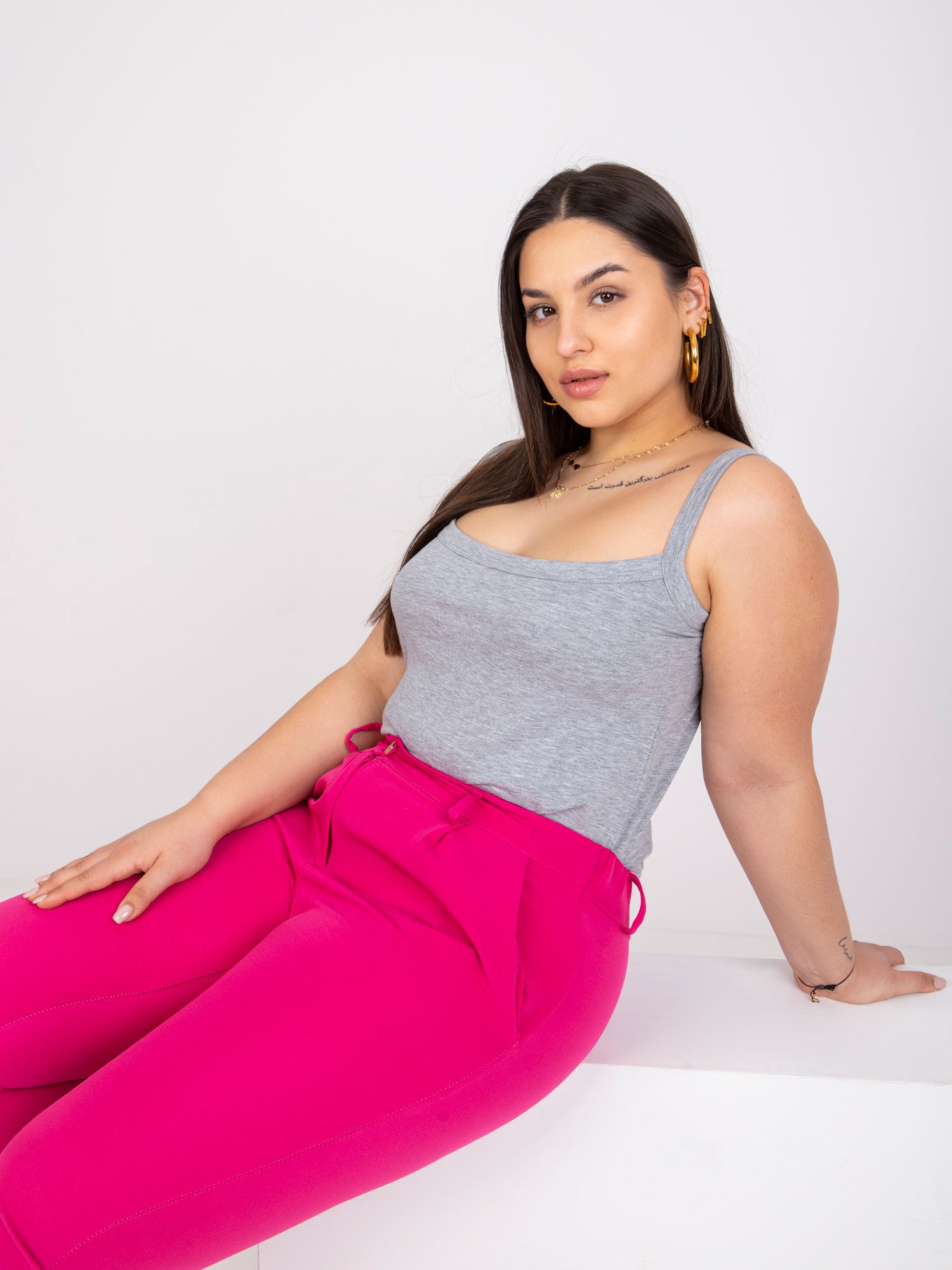 Szary top plus size biasic