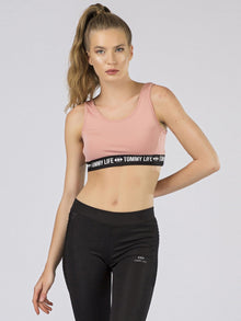Damski top sportowy TOMMY LIFE brudnoróżowy