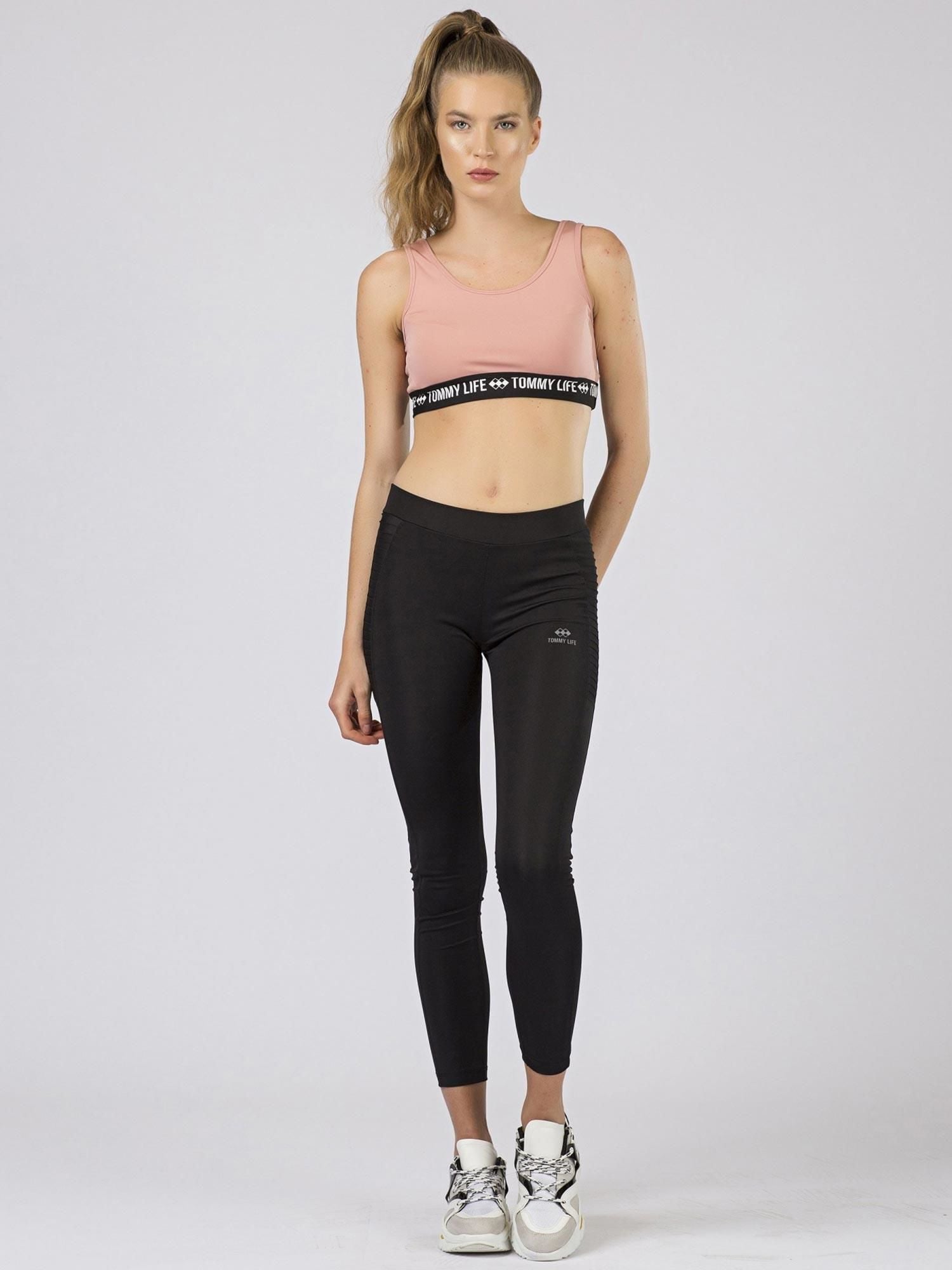 Damski top sportowy TOMMY LIFE brudnoróżowy