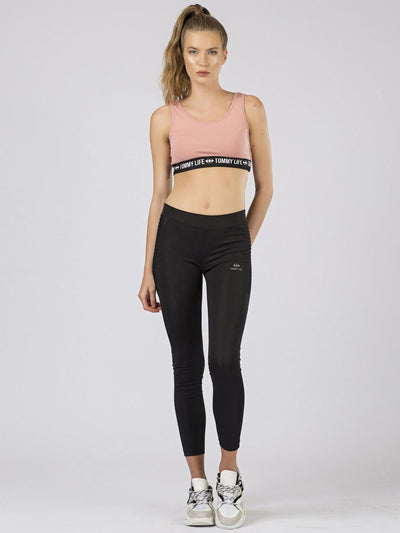 Damski top sportowy TOMMY LIFE brudnoróżowy
