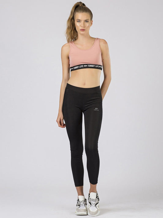 Damski top sportowy TOMMY LIFE brudnoróżowy