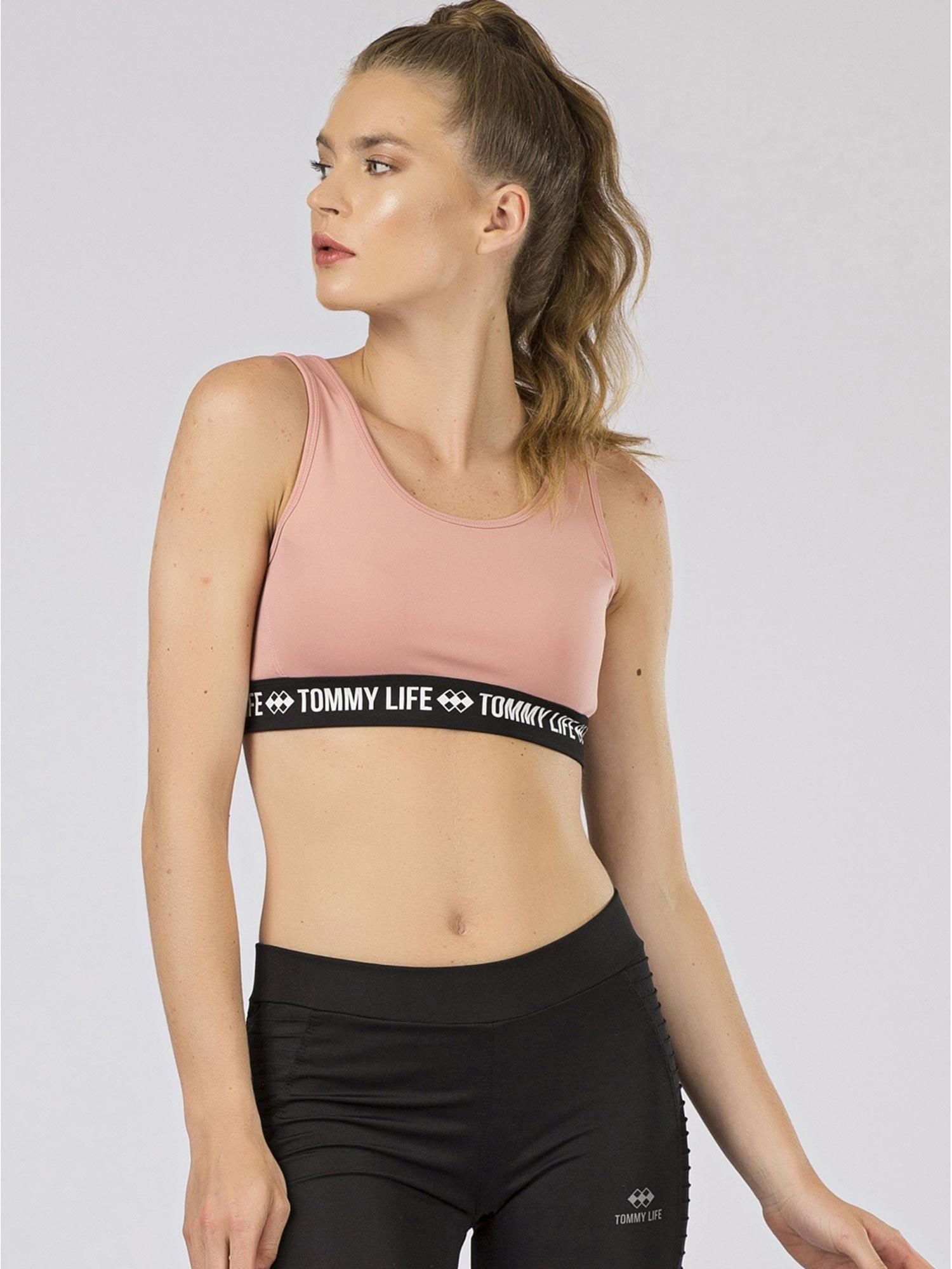 Damski top sportowy TOMMY LIFE brudnoróżowy