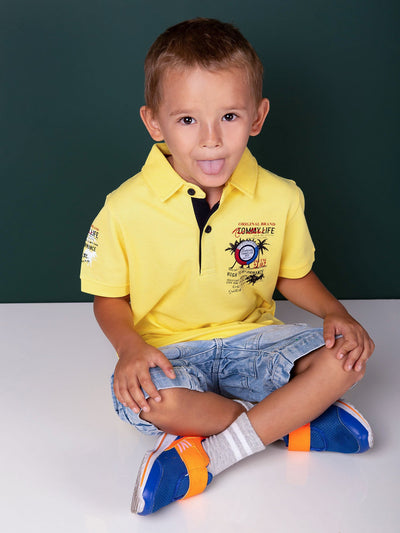Żółta koszulka polo dla chłopca TOMMY LIFE