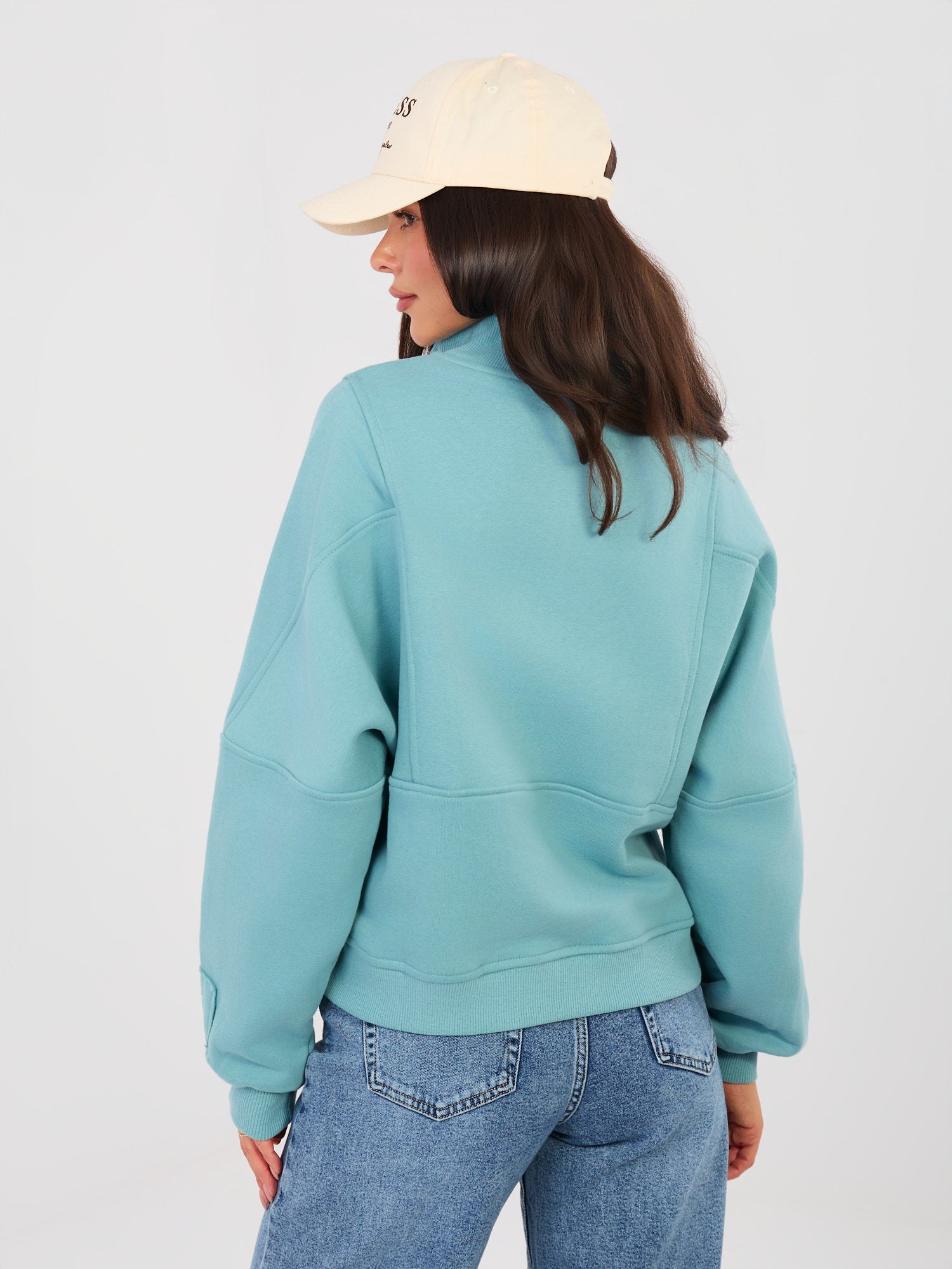 NATURAL SIDE Turkusowa damska bluza oversize