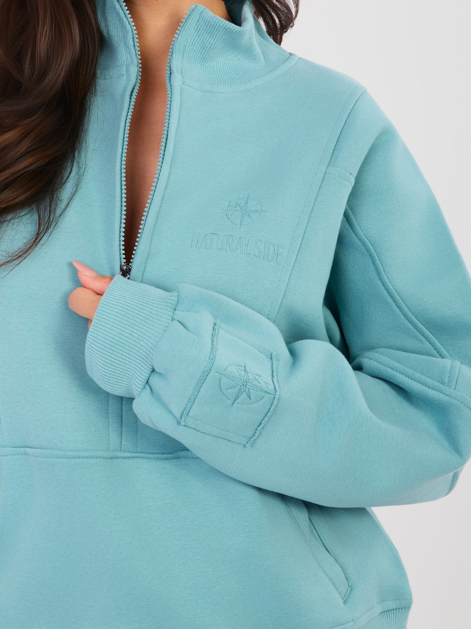 NATURAL SIDE Turkusowa damska bluza oversize