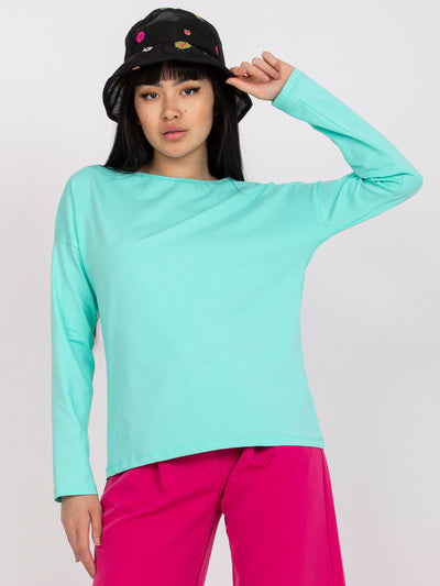 Turkusowa bawełniana bluzka longsleeve