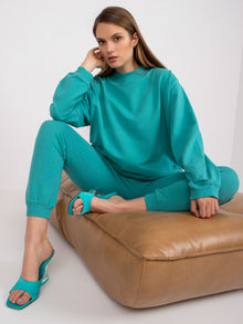 Turkusowa dresowa bluza basic z długim rękawem