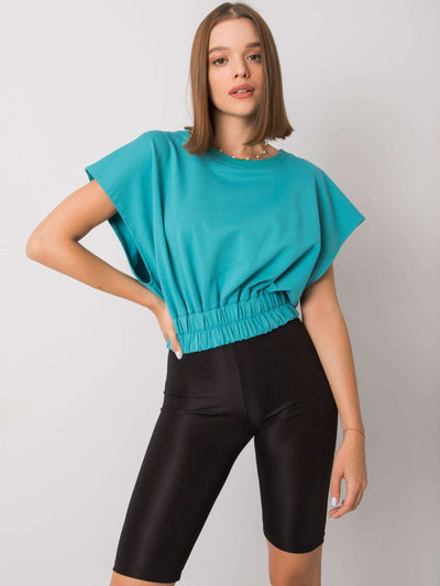 Turkusowa bluza z krótkim rękawem