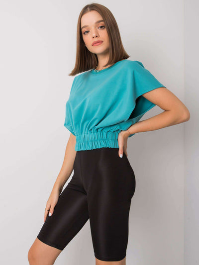 Turkusowa bluza z krótkim rękawem