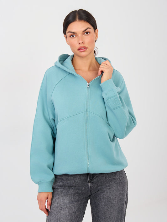 NATURAL SIDE Turkusowa rozpinana bluza oversize
