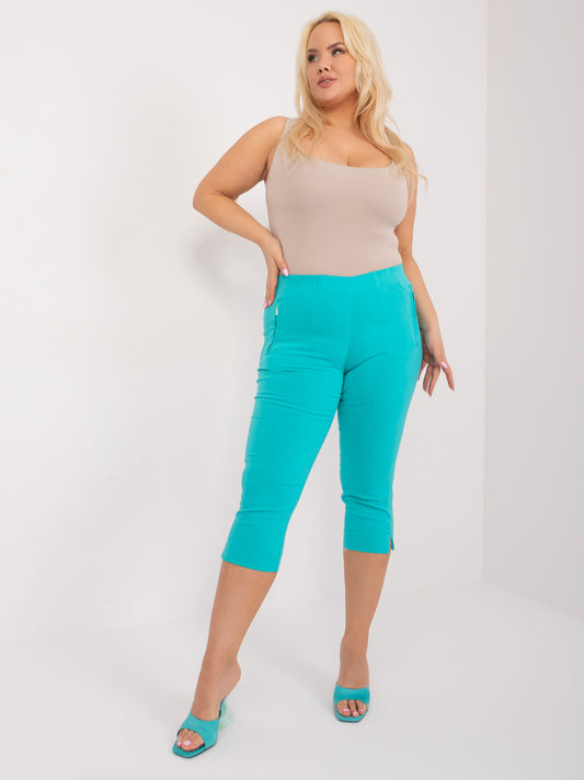 Turkusowe spodnie rybaczki plus size bez zapięcia