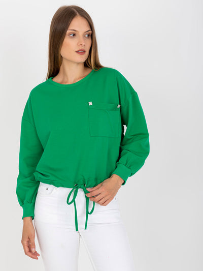 Zielona bluza bez kaptura z kieszenią RUE PARIS