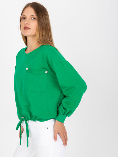Zielona bluza bez kaptura z kieszenią RUE PARIS
