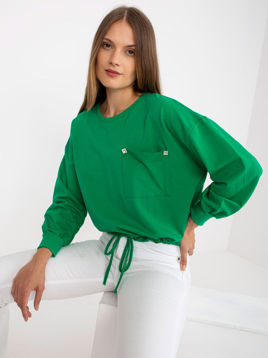 Zielona bluza bez kaptura z kieszenią RUE PARIS