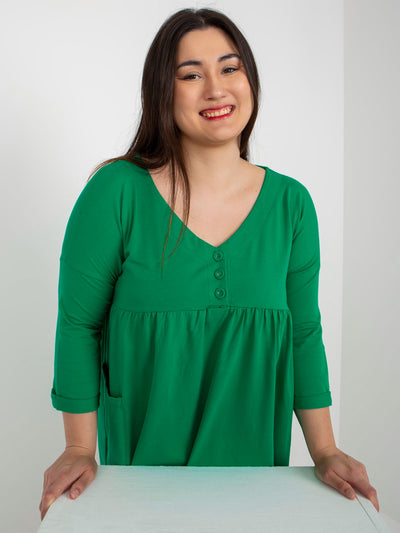 Zielona rozkloszowana sukienka plus size z bawełny