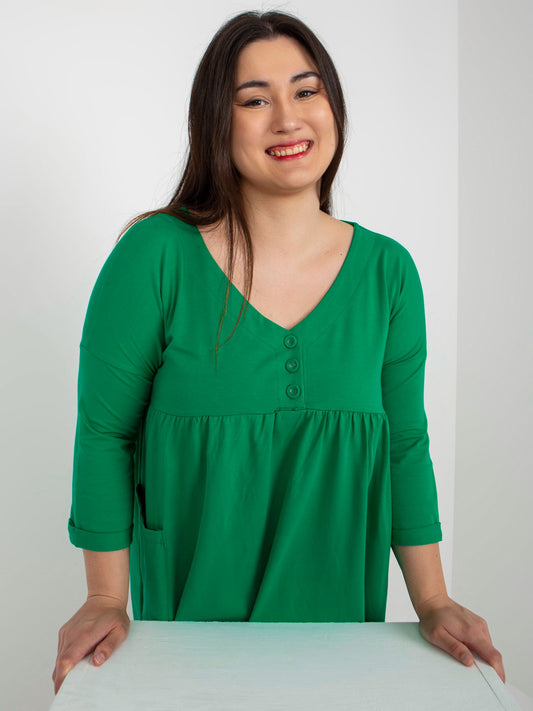 Zielona rozkloszowana sukienka plus size z bawełny