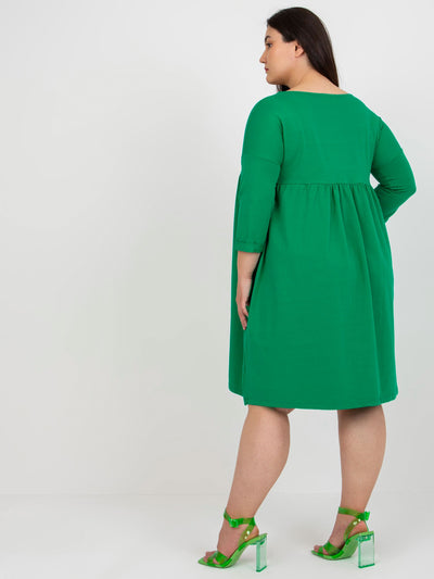 Zielona rozkloszowana sukienka plus size z bawełny