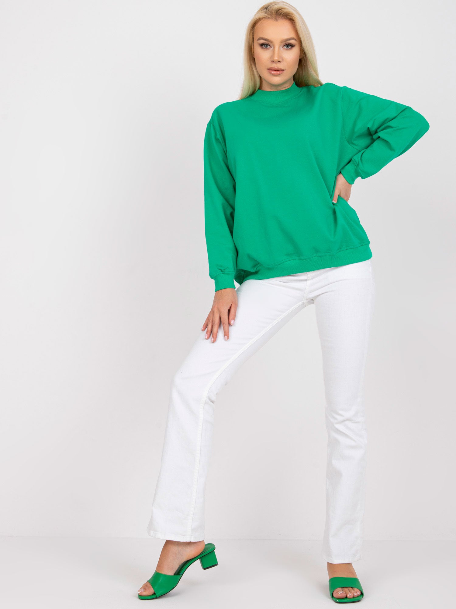 Zielona bawełniana bluza basic