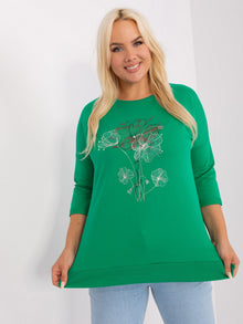 Zielona damska bluzka plus size z rękawem 3/4