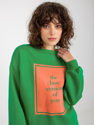 Zielona dresowa bluza oversize z nadrukiem