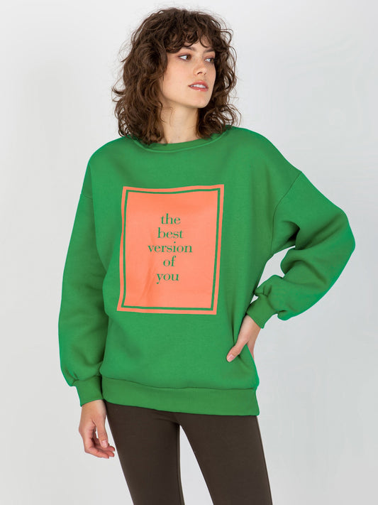 Zielona dresowa bluza oversize z nadrukiem