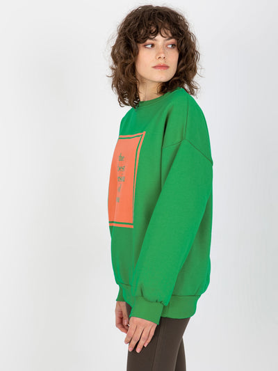 Zielona dresowa bluza oversize z nadrukiem