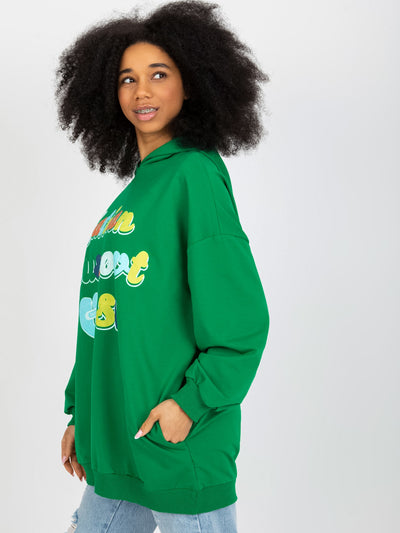 Zielona damska bluza z nadrukiem oversize