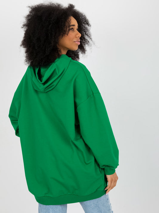 Zielona damska bluza z nadrukiem oversize