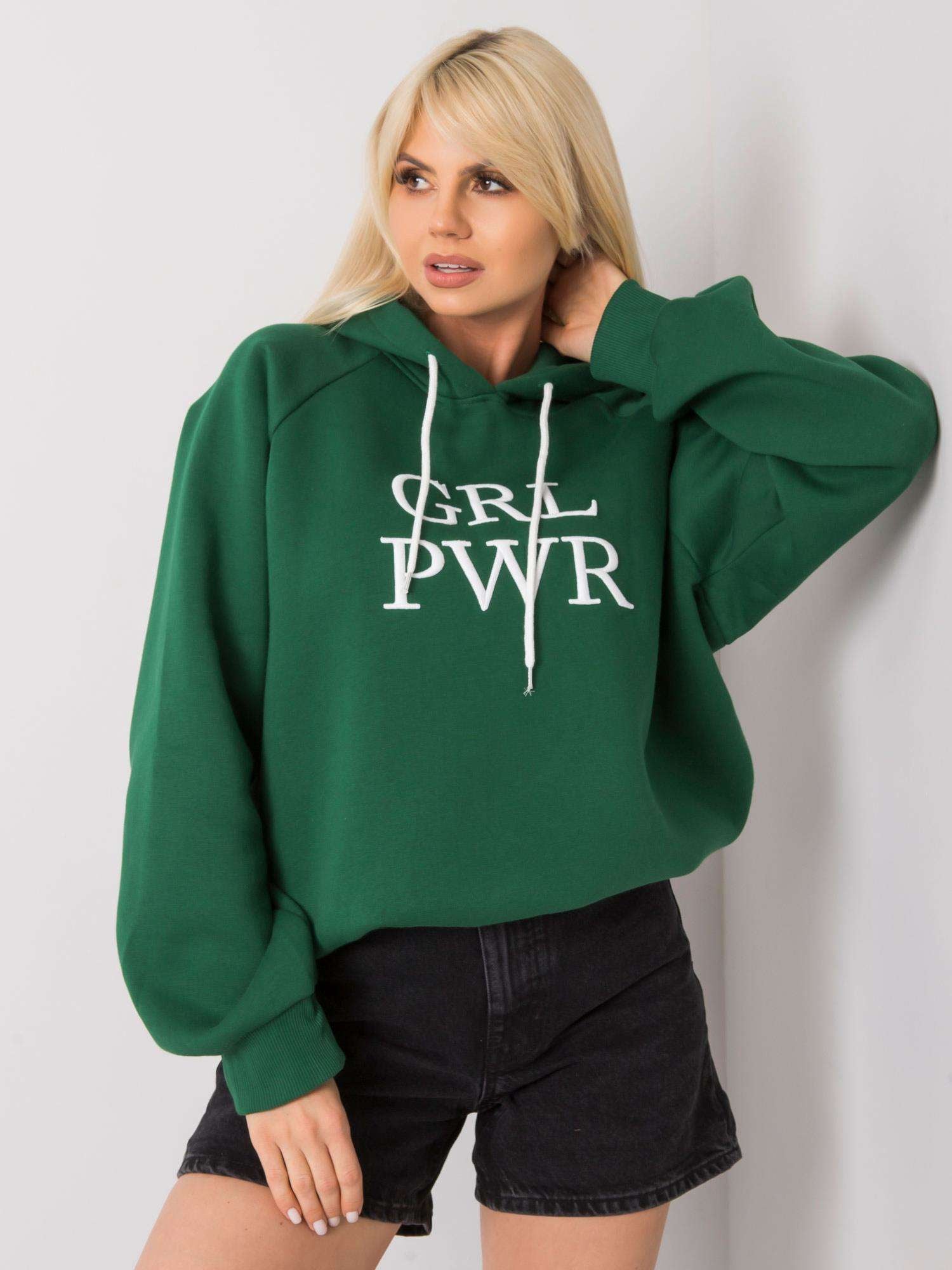 Zielona ocieplana bluza dresowa oversize