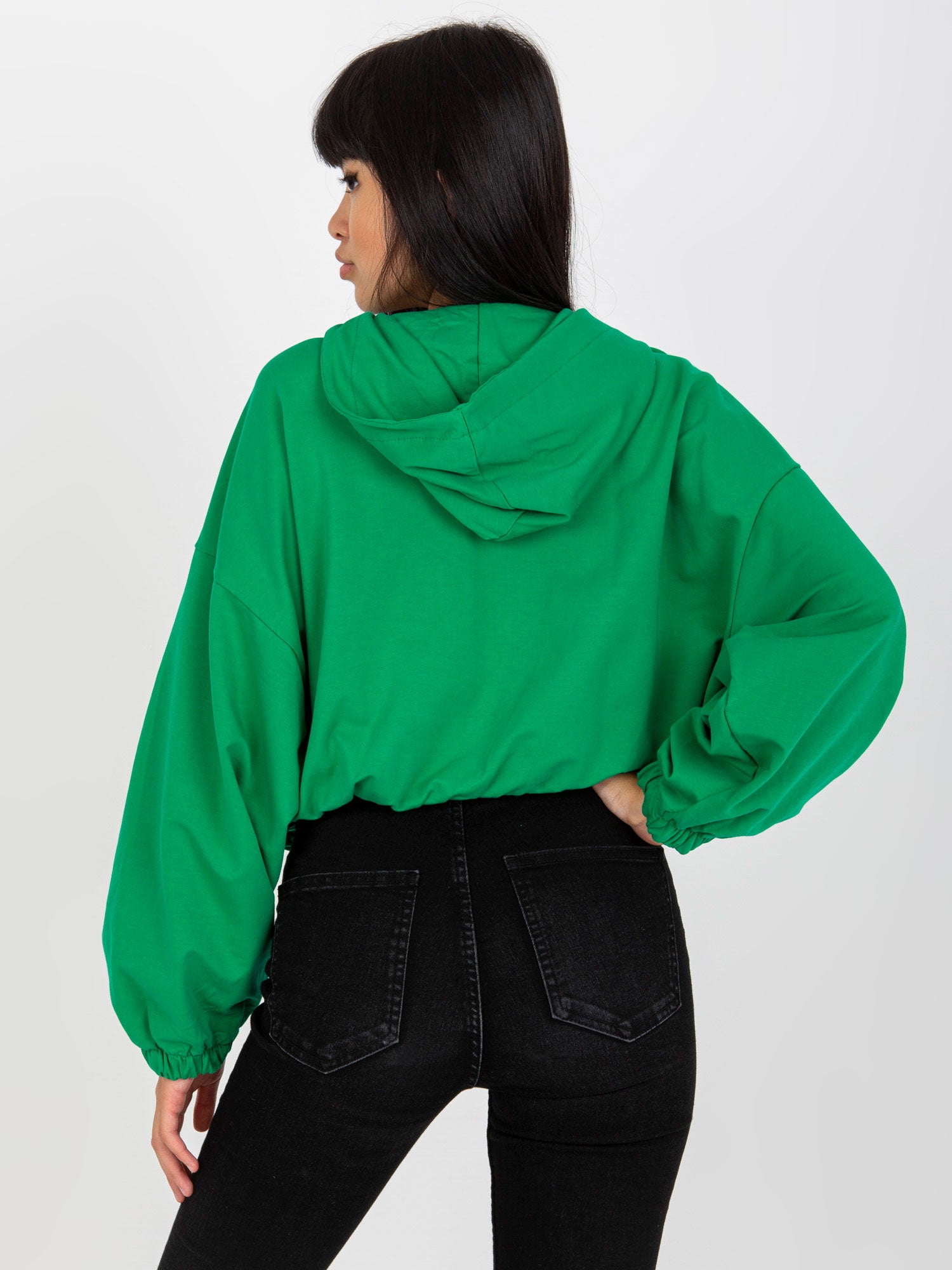 Zielona rozpinana bluza basic z kapturem RUE PARIS