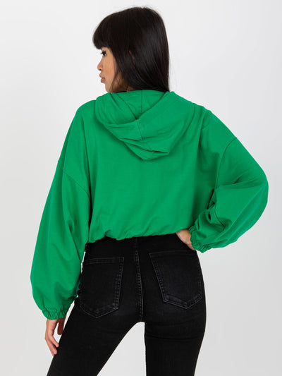 Zielona rozpinana bluza basic z kapturem RUE PARIS