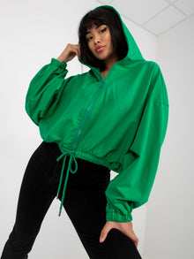 Zielona rozpinana bluza basic z kapturem RUE PARIS