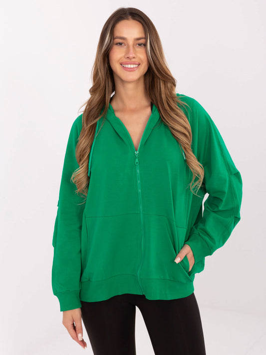 Zielona rozpinana bluza oversize z kieszeniami