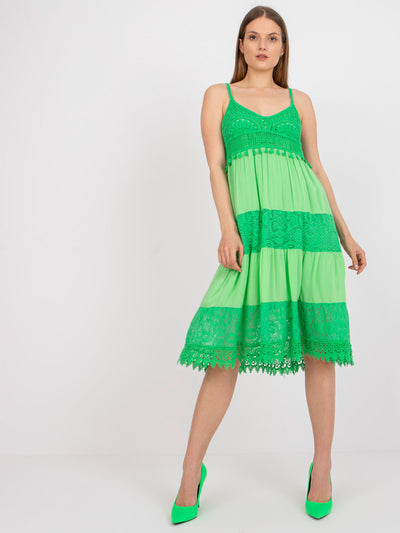 OCH BELLA  Zielona sukienka na co dzień na ramiączkach