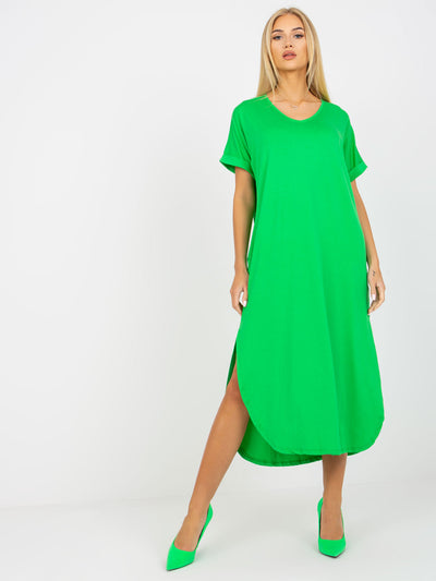 OCH BELLA  Zielona sukienka oversize z krótkim rękawem