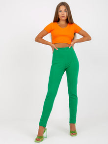 Zielone legginsy basic z rozcięciem RUE PARIS