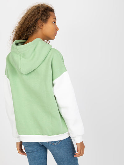 Zielono-ecru dresowa bluza basic kangurka RUE PARIS