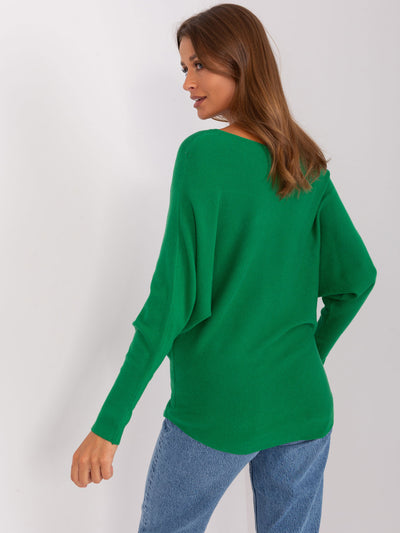 Zielony damski sweter oversize z wiskozą