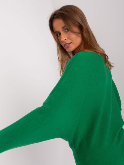 Zielony damski sweter oversize z wiskozą