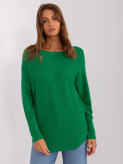 Zielony damski sweter oversize z wiskozą