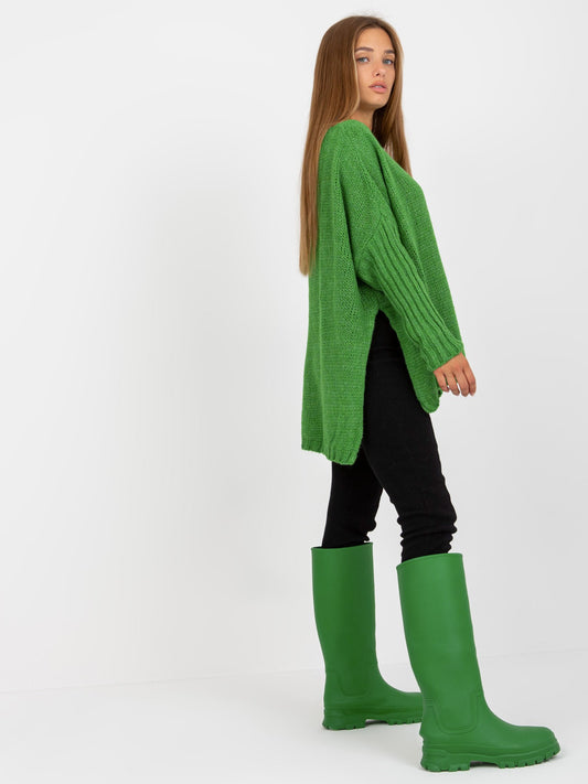 Zielony sweter oversize z dodatkiem wełny OCH BELLA