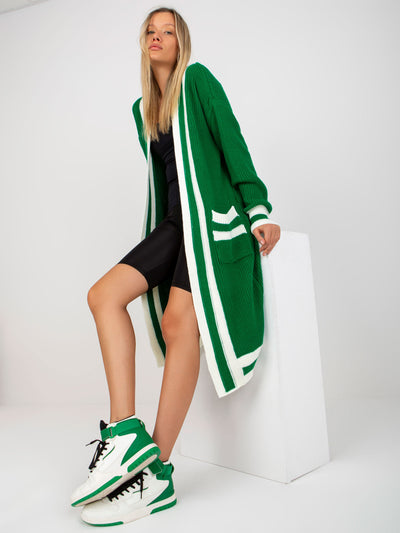 Zielony długi kardigan oversize RUE PARIS