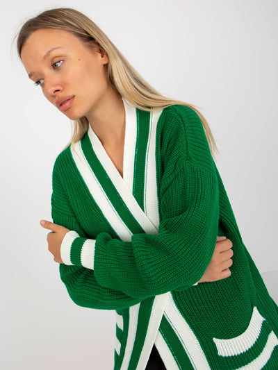 Zielony długi kardigan oversize RUE PARIS