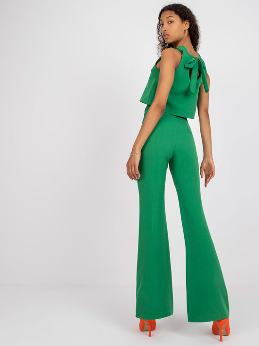 Zielony dwuczęściowy komplet elegancki z topem