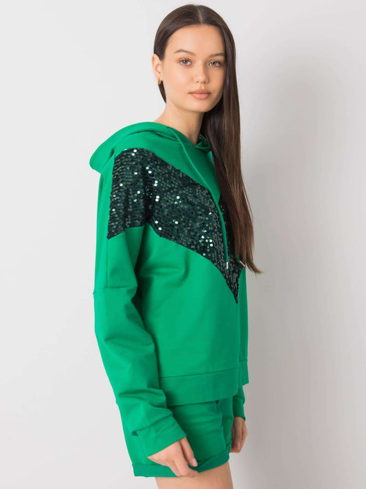 Zielony damski komplet z cekinami