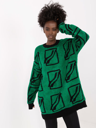 Zielony wzorzysty sweter oversize