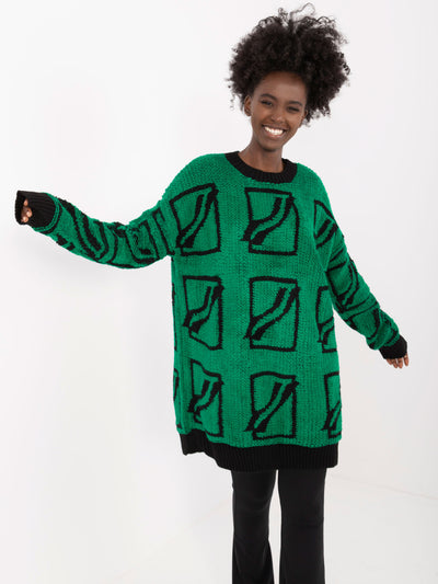 Zielony wzorzysty sweter oversize
