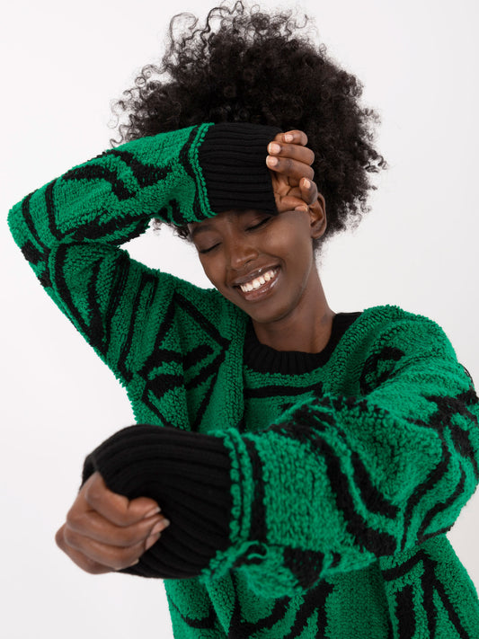 Zielony wzorzysty sweter oversize