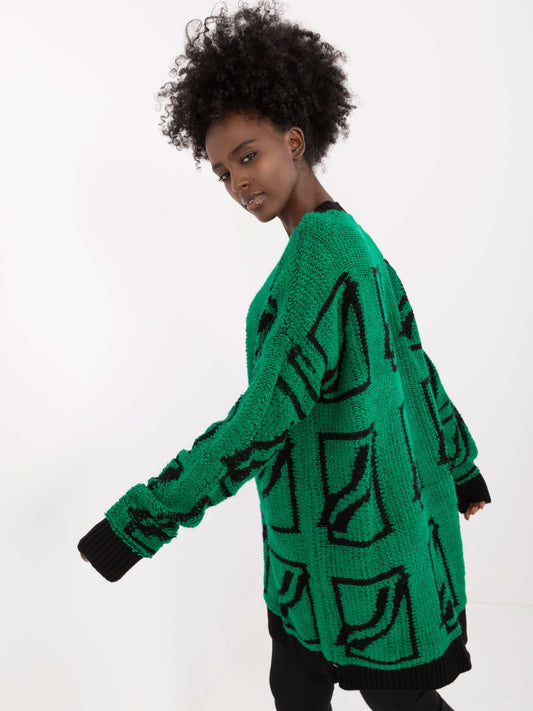 Zielony wzorzysty sweter oversize
