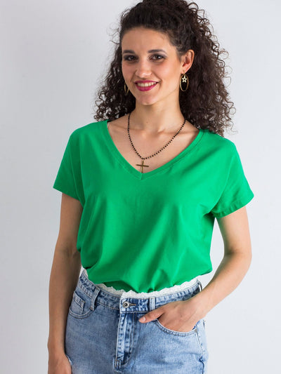 Bawełniany t-shirt V-neck zielony